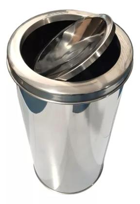 Imagem de Lixeira de Inox para Escritórios, Cozinhas e Banheiros Com Tampa Basculante Flip-Top 07 litros