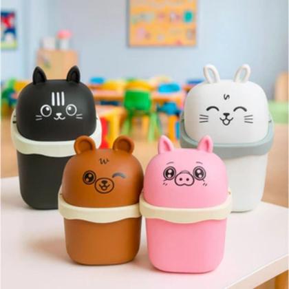 Imagem de Lixeira de Mesa Animais Compacta 1,5L 14x14x22cm Decorativa