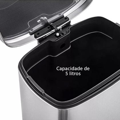 Imagem de Lixeira de Pedal 5L em Inox com Balde Interno Removível
