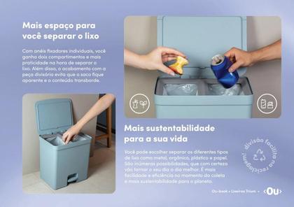 Imagem de Lixeira De Pedal Trium 20 Litros Com Duplo Compartimento Ou