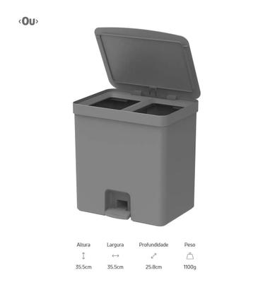 Imagem de Lixeira De Pedal Trium 20 Litros Com Duplo Compartimento Ou