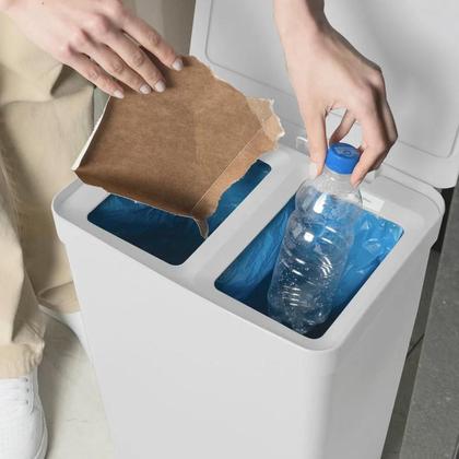 Imagem de Lixeira de Pedal Trium 30L Duplo Compartimento Branco LX4350BCF - Ou