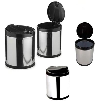 Imagem de Lixeira de Pia Cesto de Lixo 2,5 litros Inox Click Cozinha Preta com Tampa Viel