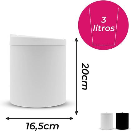 Imagem de Lixeira de Pia Cesto de Lixo 3 litros Plástica Click Cozinha Cores com Tampa Viel