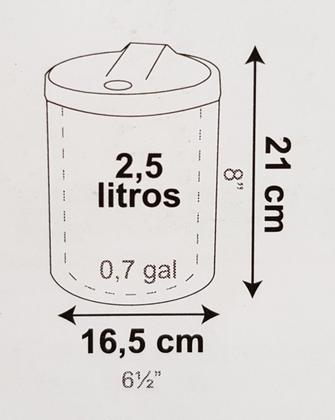Imagem de Lixeira De Pia Inox C/ Tampa Click Recip. Plástico 2,5 L