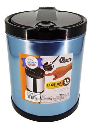 Imagem de Lixeira De Pia Inox C/ Tampa Click Recip. Plástico 2,5 L