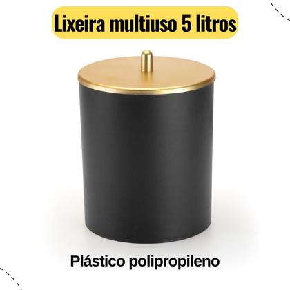 Imagem de Lixeira Decorativa 5 Litros com Tampa Cromada  Ideal para Cozinha, Banheiro e Escritório