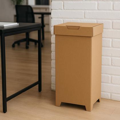 Imagem de Lixeira Descartável De Papelão Com Tampa Sustentável Sem Escrita