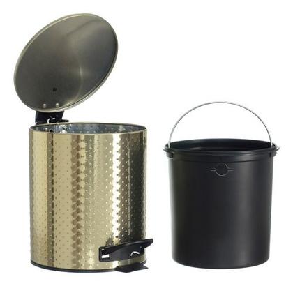 Imagem de Lixeira Dourada 5 Litros Cesto Luxo Pedal Cozinha Lavabo