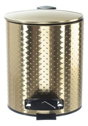Imagem de Lixeira Dourada 5 Litros Cesto Luxo Pedal Cozinha Lavabo