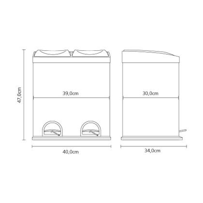 Imagem de Lixeira Dupla Biovis  Prática e Higiênica, Aço Inox Escovado com Pedal e Baldes Removíveis