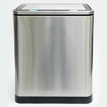 Imagem de Lixeira Dupla Coleta Seletiva Inox 20 Litros Cesto Lixo 20l Balde Removível Grande Moderna Ecologico Pedal