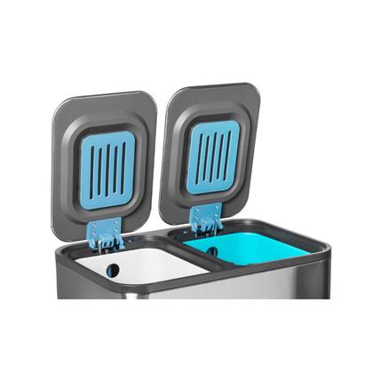 Imagem de Lixeira Dupla com Pedal Piso Docol Flat 20L (10+10L) Aço Inox Balde Removível