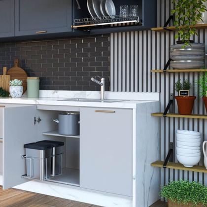 Imagem de Lixeira Dupla para Cozinha Suprema Corrediça Deslizante Lateral 9 litros Embutir Dimec