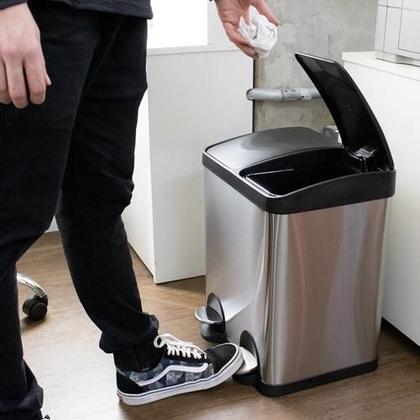 Imagem de Lixeira duplo compartimento 30l c/ amortecimento inox mek