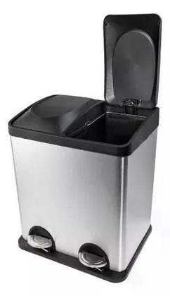 Imagem de Lixeira duplo compartimento 30l c/ amortecimento inox mek