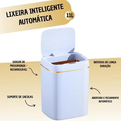 Imagem de Lixeira eletrica por sensor aproximação 14 litros quadrada