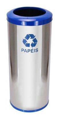 Imagem de Lixeira Em Aço Inox Com Aro Pintado 50l