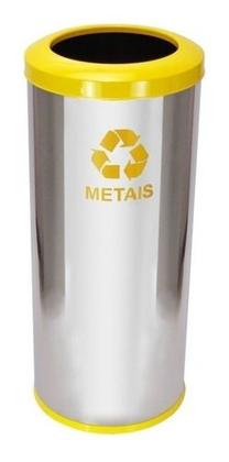 Imagem de Lixeira Em Aço Inox Com Aro Pintado 50l