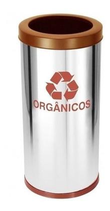 Imagem de Lixeira Em Aço Inox Com Aro Pintado 50l
