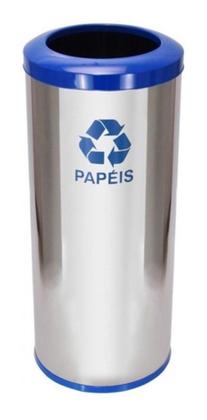 Imagem de Lixeira Em Aço Inox Com Aro Pintado 50L