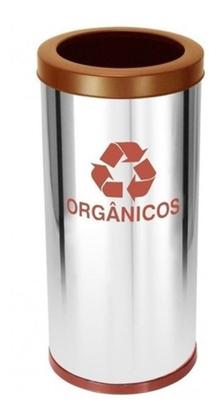 Imagem de Lixeira Em Aço Inox Com Aro Pintado 50L