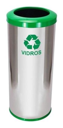 Imagem de Lixeira Em Aço Inox Com Aro Pintado 50L