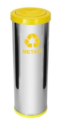 Imagem de Lixeira Em Aço Inox Com Tampa Meia Esfera Em Aço 50 Litros