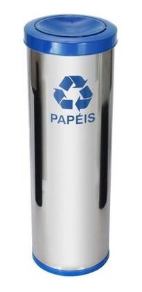 Imagem de Lixeira Em Aço Inox Com Tampa Meia Esfera Pintada 30l