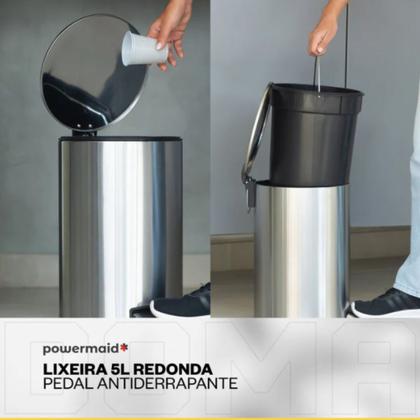 Imagem de Lixeira Em Aço Inox Premium 5 Litros Com Pedal Antiderrapante Cozinha e Escritórios/Copa