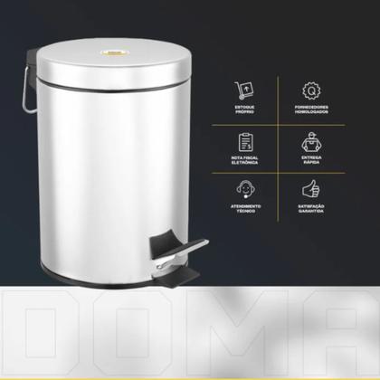 Imagem de Lixeira Em Aço Inox Premium 5 Litros Com Pedal Antiderrapante Cozinha e Escritórios/Copa