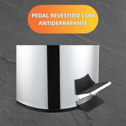 Imagem de Lixeira Em Aço Inox Premium 5 Litros Com Pedal Antiderrapante Cozinha e Escritórios/Copa