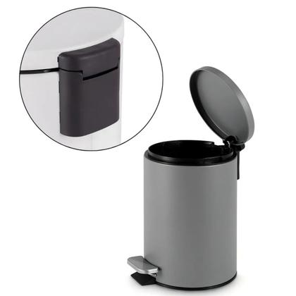 Imagem de Lixeira Em Inox 5 Litros Cinza Fosca Com Pedal e Tampa