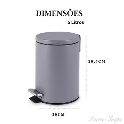 Imagem de Lixeira Em Inox 5 Litros Cinza Fosca Com Pedal e Tampa