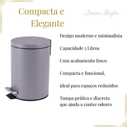 Imagem de Lixeira Em Inox 5 Litros Cinza Fosca Com Pedal e Tampa