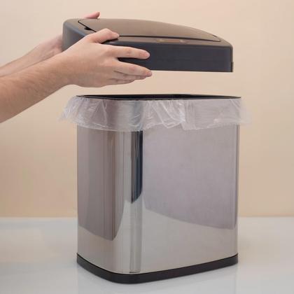 Imagem de Lixeira galvanizada automatica 20l retangular oikos aço inox