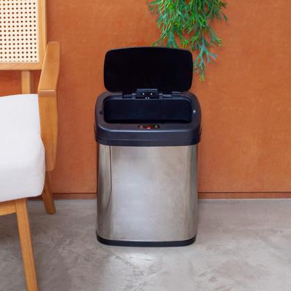 Imagem de Lixeira galvanizada automatica 20l retangular oikos aço inox