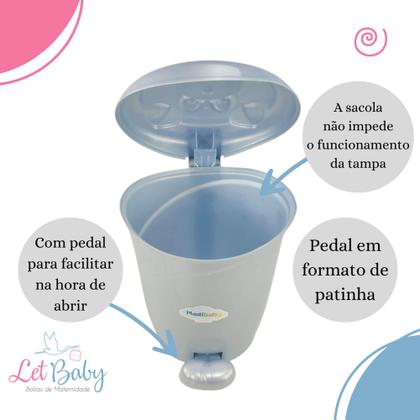 Imagem de Lixeira gatinho infantil para bebê com pedal plastibrasil 8l