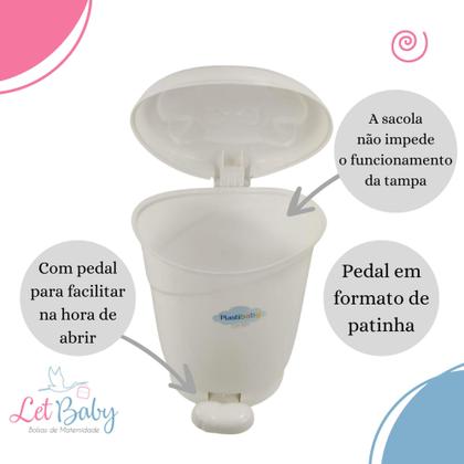 Imagem de Lixeira gatinho infantil para bebê com pedal plastibrasil 8l