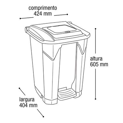 Imagem de Lixeira Grande 60 Litros com Pedal, Rodas e 2 Aberturas  Praticidade e Higiene