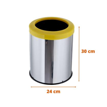 Imagem de Lixeira Inox 15 Litros Com Aro Plástico Cozinha Banheiro