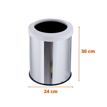 Imagem de Lixeira Inox 15 Litros Com Aro Plástico Cozinha Banheiro