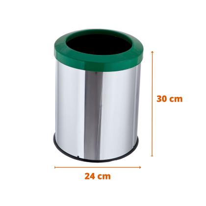 Imagem de Lixeira Inox 15 Litros Com Aro Plástico Cozinha Banheiro
