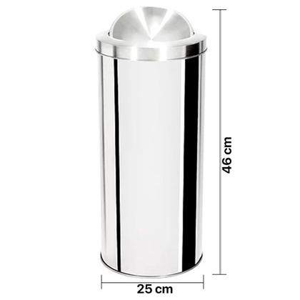 Imagem de Lixeira Inox 20 Litros Basculante Cesto De Lixo com Tampa Escritório Sala Cozinha Viel