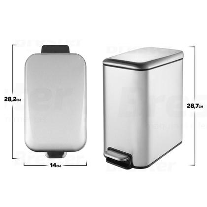 Imagem de Lixeira Inox 5l Inox Banheiro Cozinha Escritório C/ Pedal