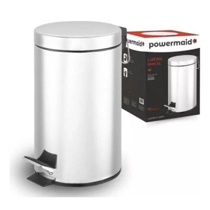 Imagem de Lixeira Inox 5l Inox Redonda Banheiro Cozinha Escritório C/ Pedal