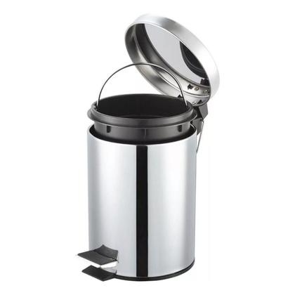 Imagem de Lixeira Inox 5l Inox Redonda Banheiro Cozinha Escritório C/ Pedal
