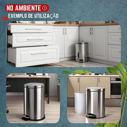 Imagem de Lixeira Inox Aço 5 litros C/ Pedal Cesto Interno Removivel Banheiro Cozinha