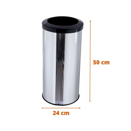 Imagem de Lixeira Inox Aro Plástico 25 Litros Cesto De Lixo Reciclável