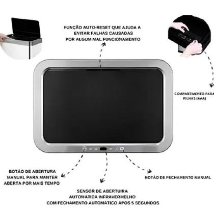 Imagem de Lixeira Inox Automática com Sensor 50 Litros  Tampa Inteligente